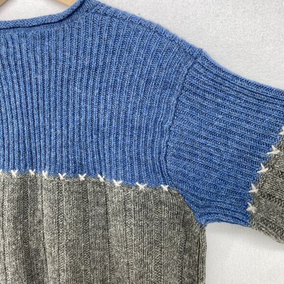 NEWTON TRADING CO. Sweater Womens XL Wool Shetland Colorblock Jumper Blue Gray - Picture 9 of 13